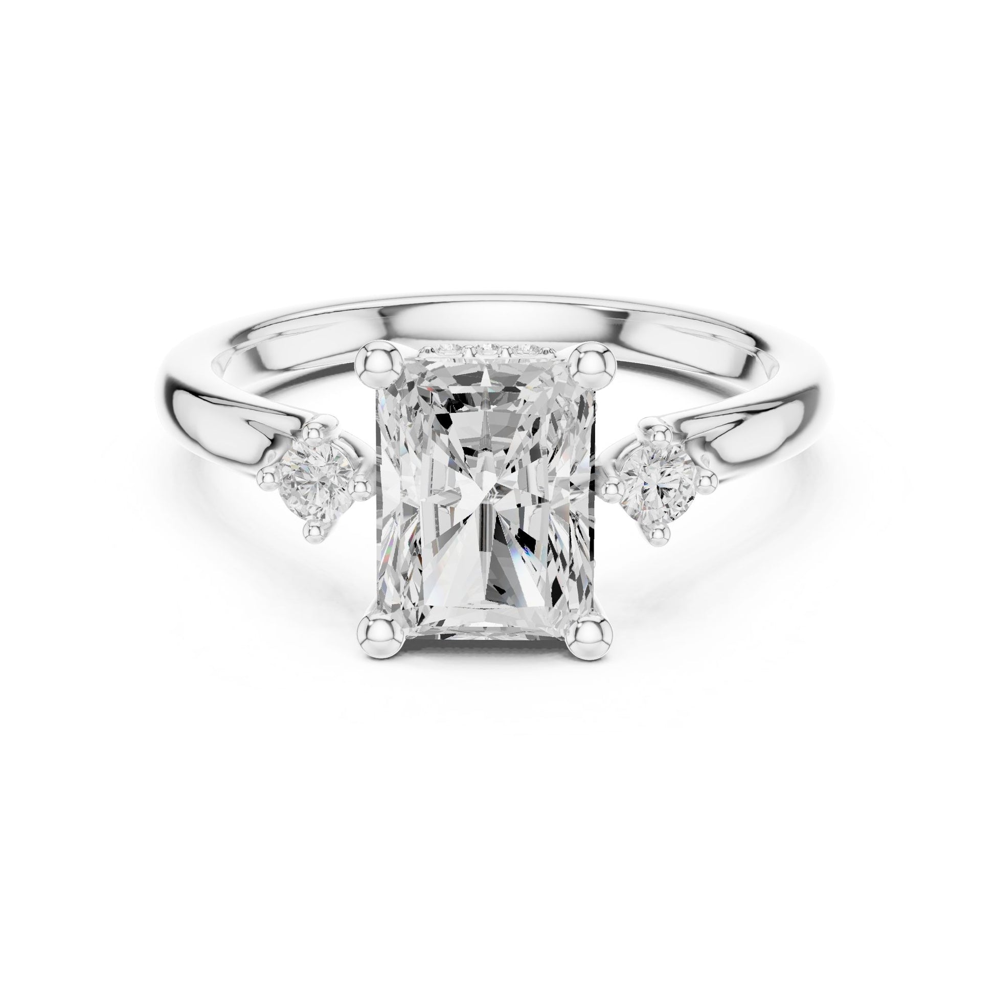 Emerald Lab Grown Diamond Three-Stone Engagement Ring