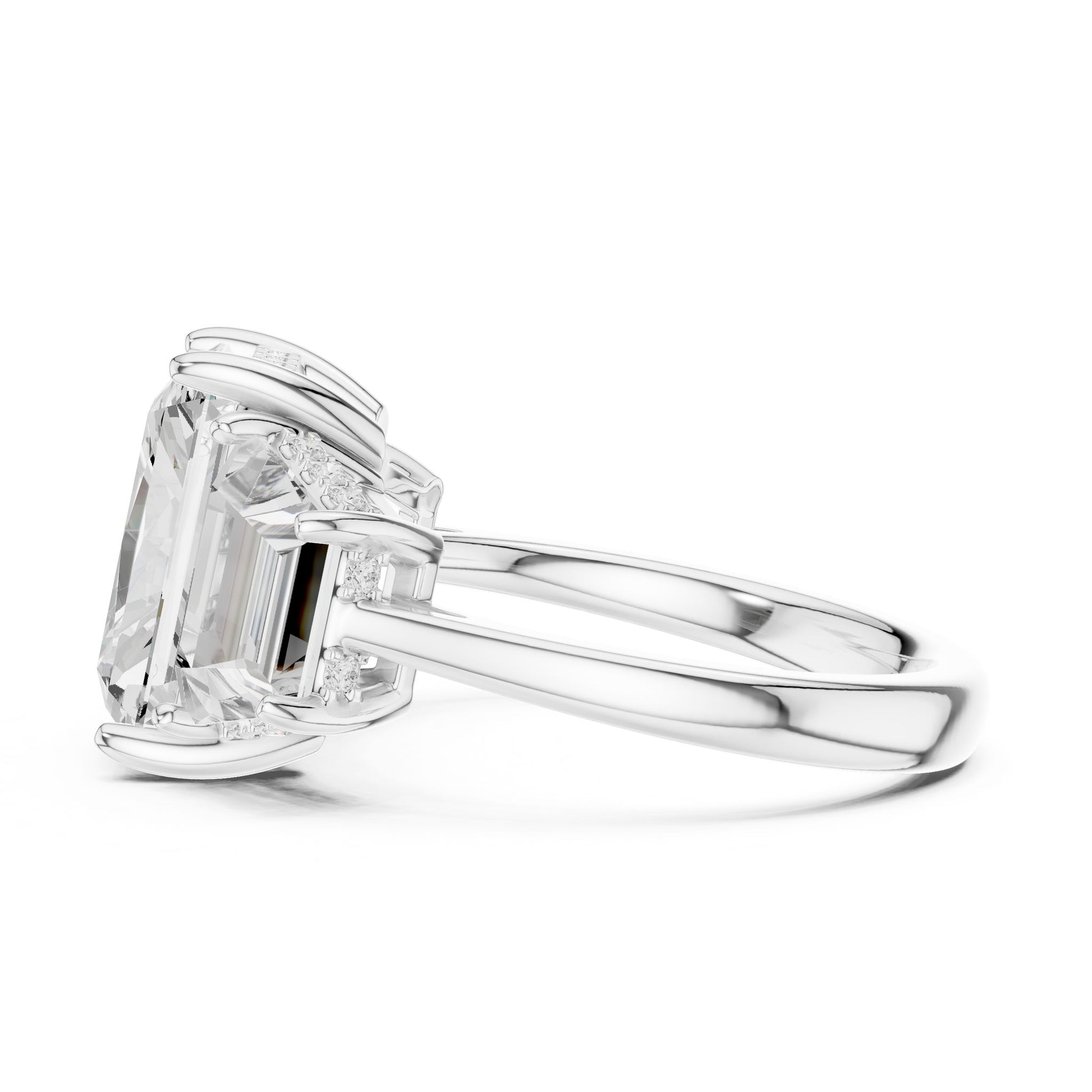 Emerald Lab Grown Diamond Three-Stone Engagement Ring