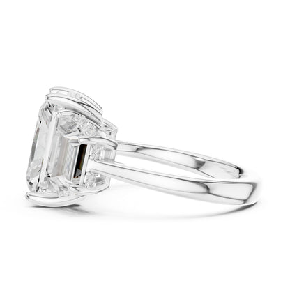 Emerald Lab Grown Diamond Three-Stone Engagement Ring