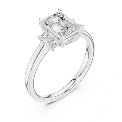 Emerald Lab Grown Diamond Three-Stone Engagement Ring