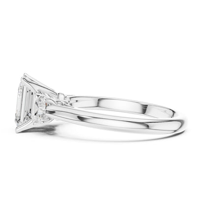 Emerald Lab Grown Diamond Three-Stone Engagement Ring