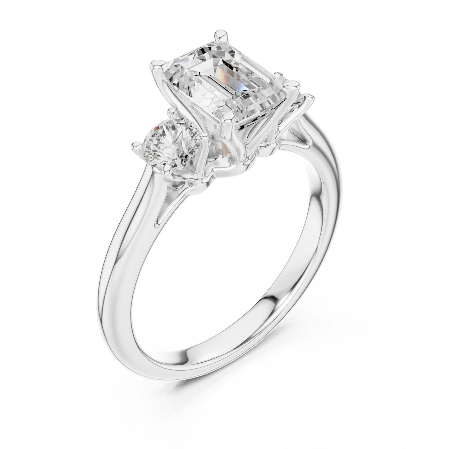Emerald Lab Grown Diamond Three-Stone Engagement Ring