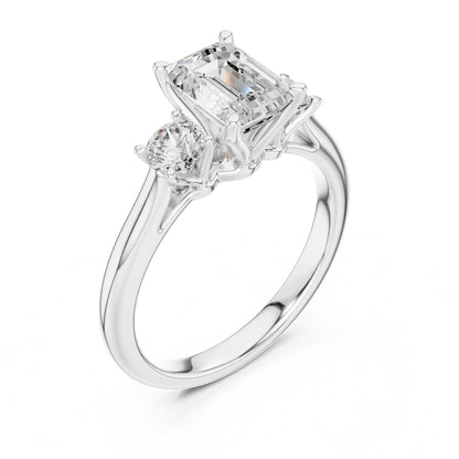 Emerald Lab Grown Diamond Three-Stone Engagement Ring