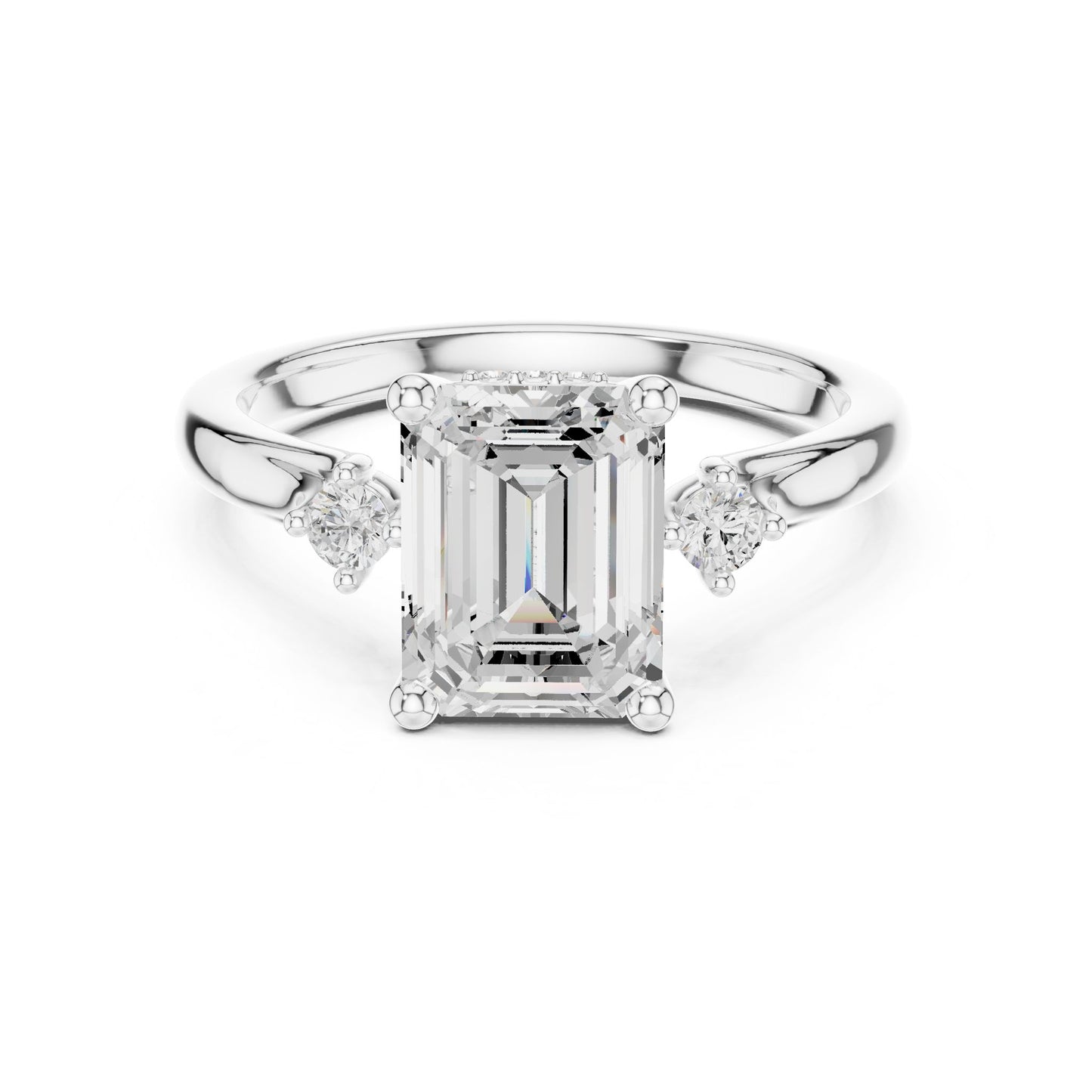 Emerald Lab Grown Diamond Three-Stone Engagement Ring