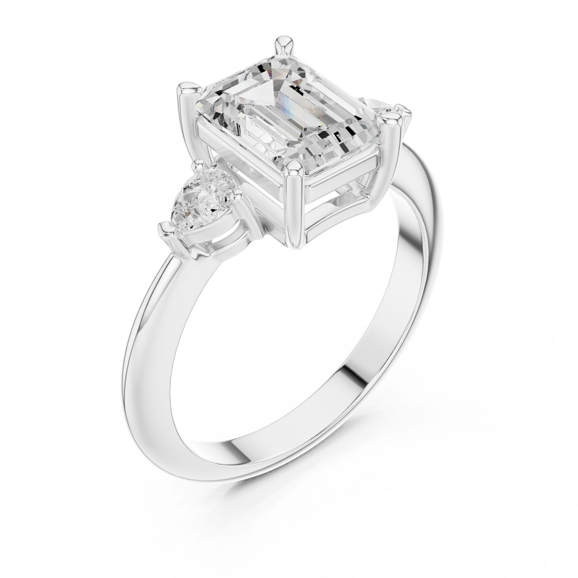 Emerald Lab Grown Diamond Three-Stone Engagement Ring