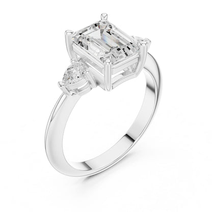 Emerald Lab Grown Diamond Three-Stone Engagement Ring