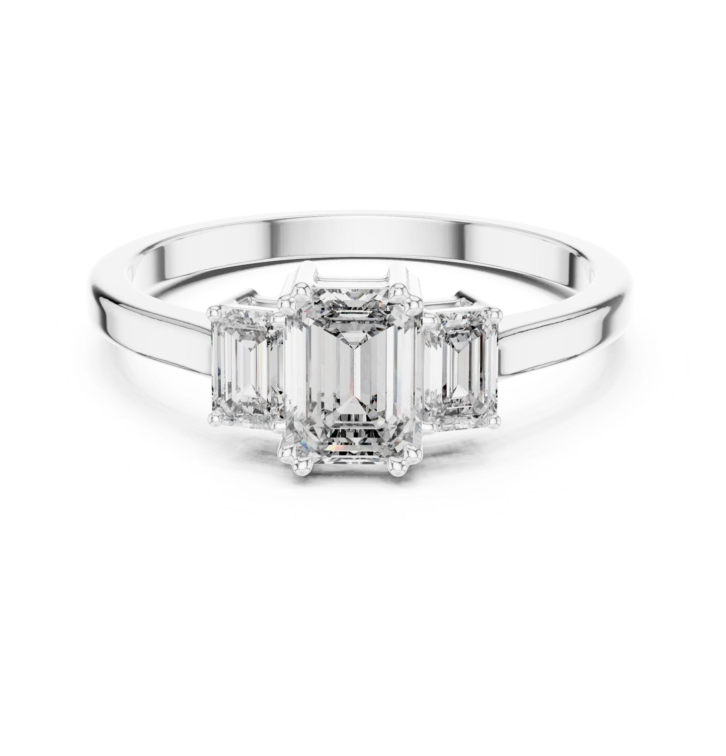 Emerald Lab Grown Diamond Three-Stone Engagement Ring