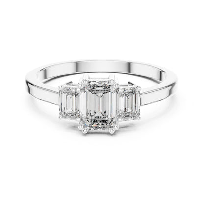 Emerald Lab Grown Diamond Three-Stone Engagement Ring