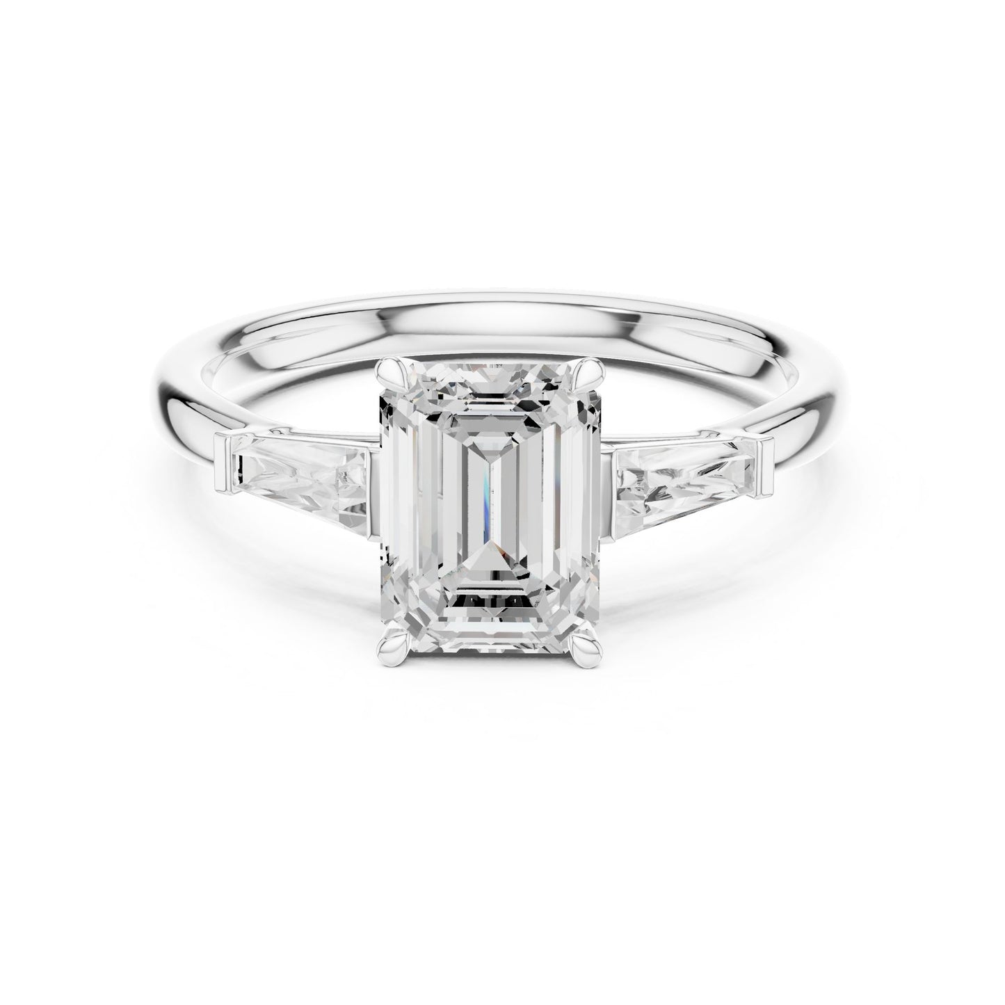 Emerald Lab Grown Diamond Three-Stone Engagement Ring