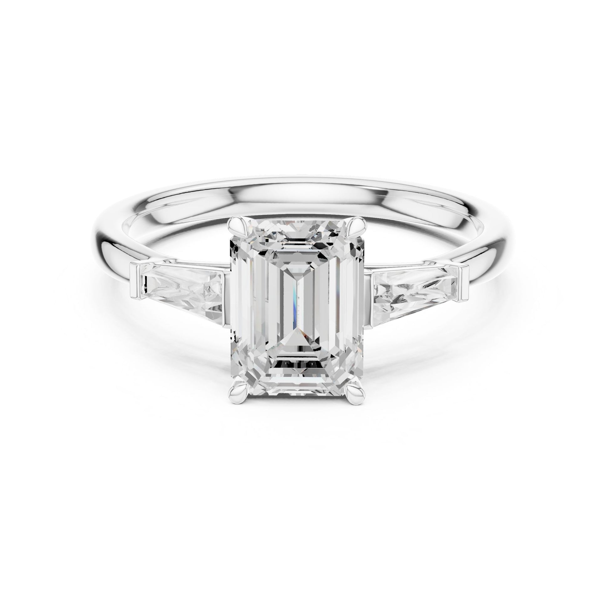 Emerald Lab Grown Diamond Three-Stone Engagement Ring