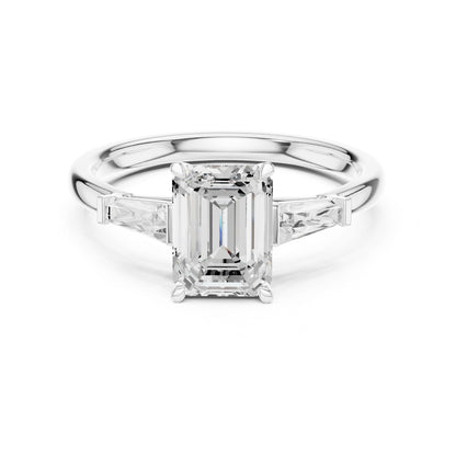 Emerald Lab Grown Diamond Three-Stone Engagement Ring