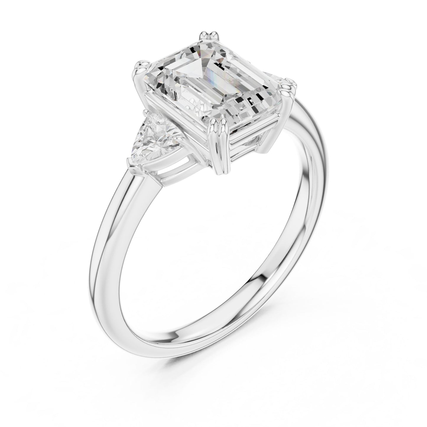 Emerald Lab Grown Diamond Three-Stone Engagement Ring