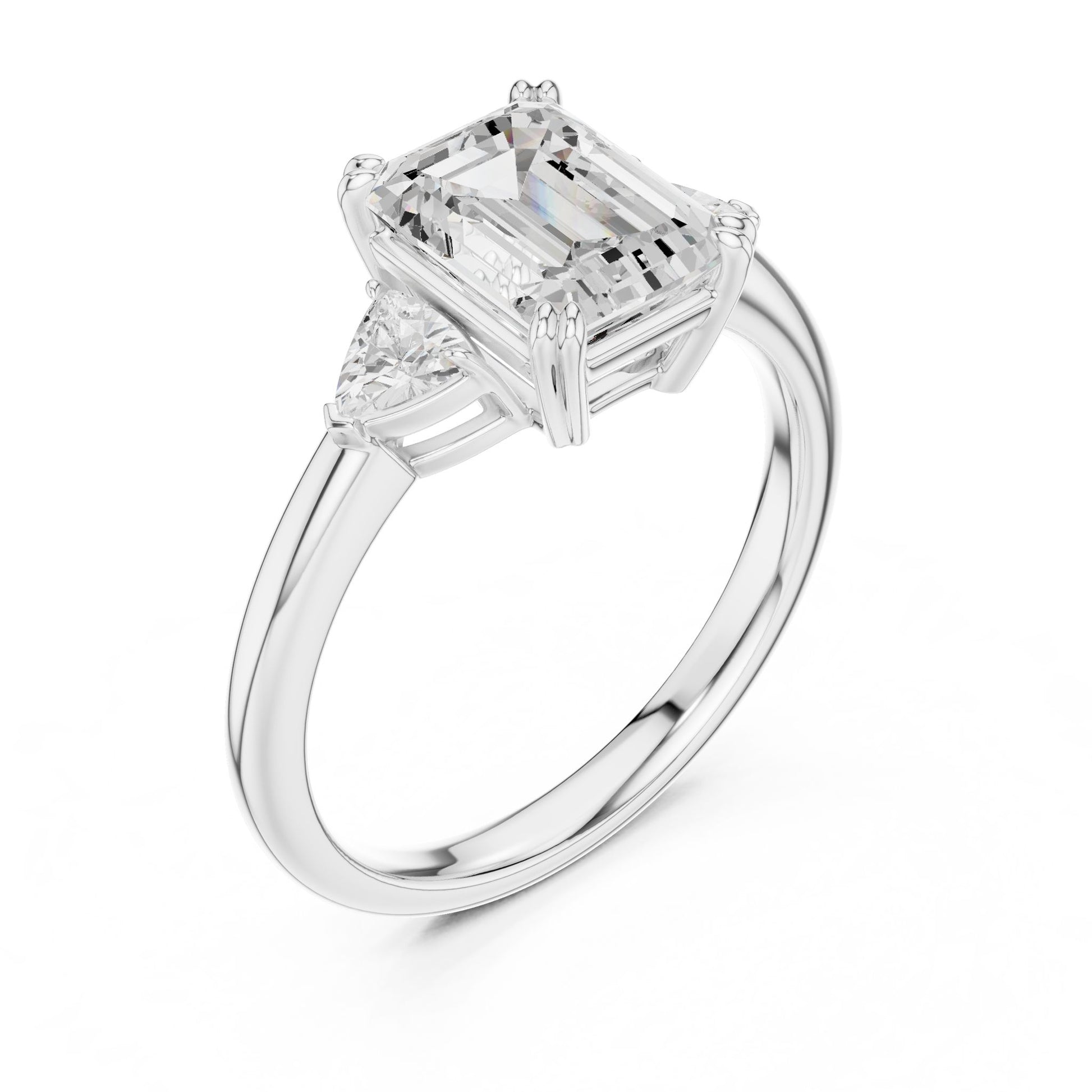 Emerald Lab Grown Diamond Three-Stone Engagement Ring