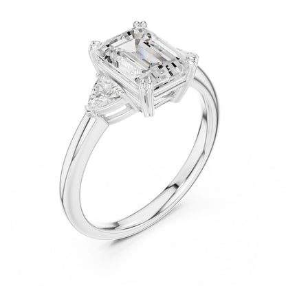 Emerald Lab Grown Diamond Three-Stone Engagement Ring