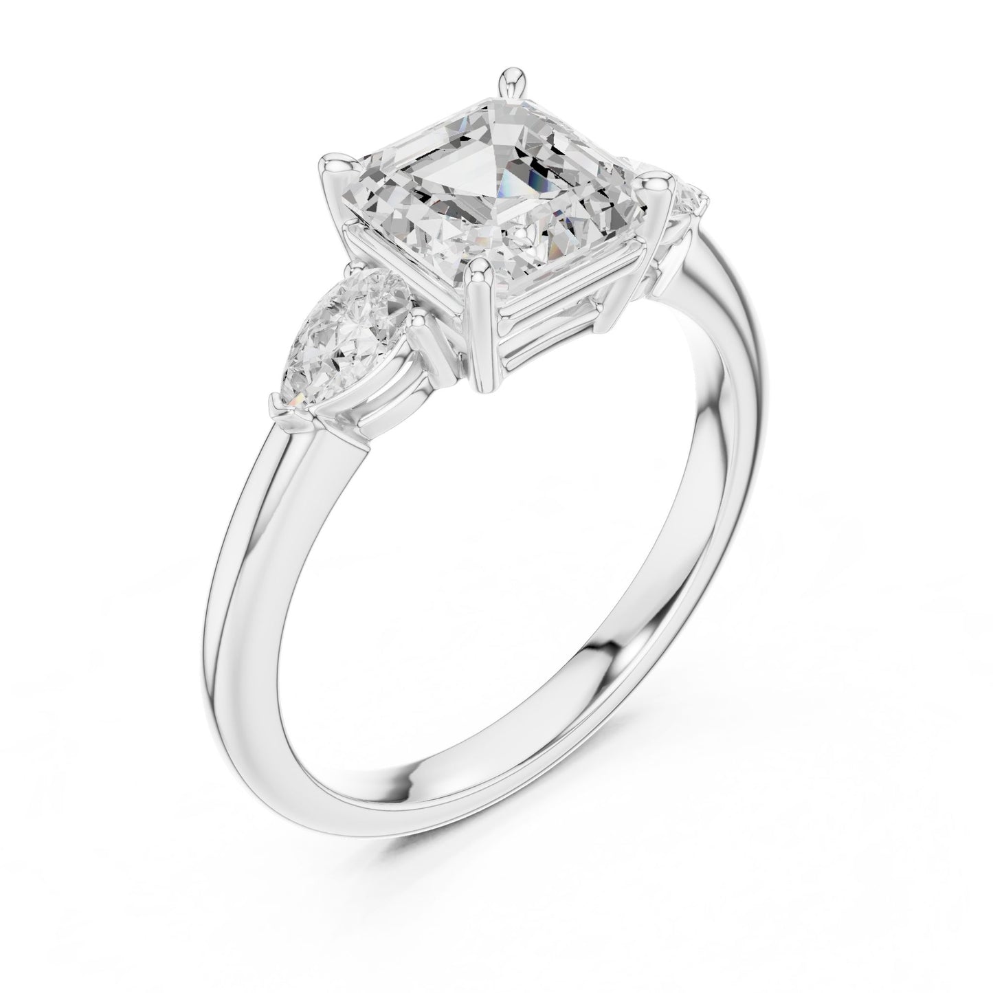 Emerald Lab Grown Diamond Three-Stone Engagement Ring