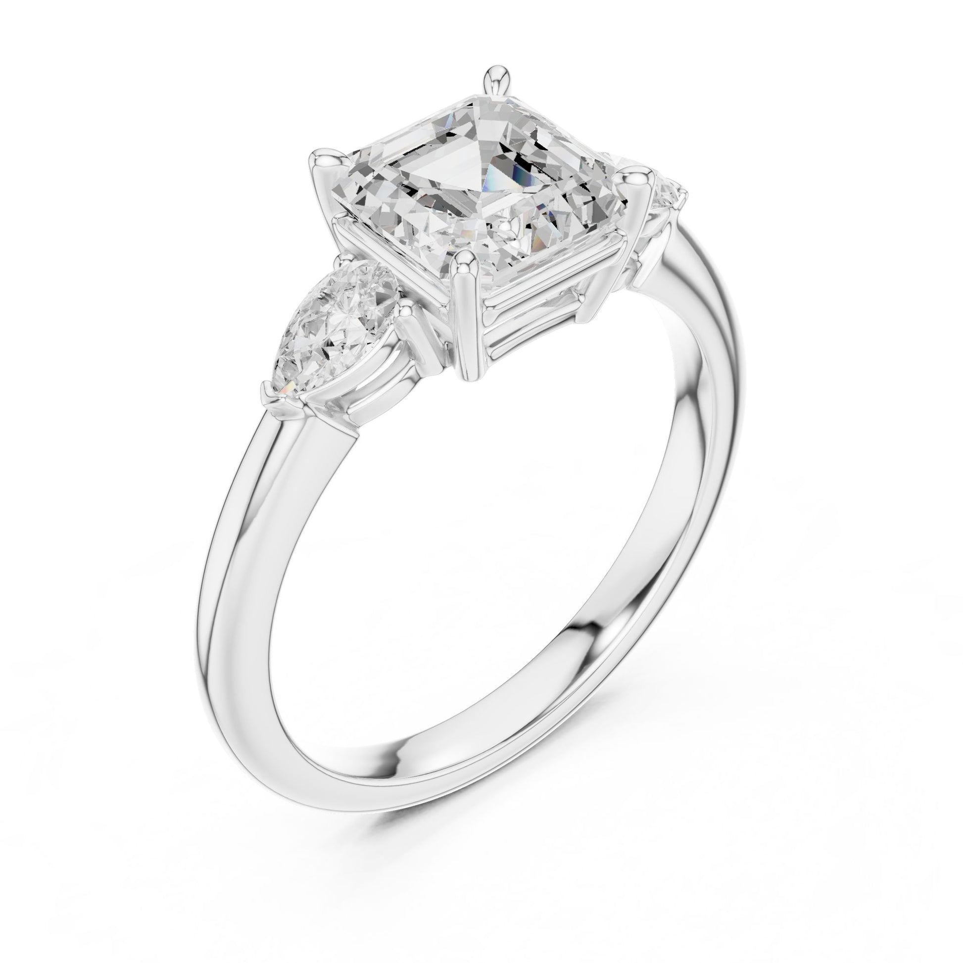 Emerald Lab Grown Diamond Three-Stone Engagement Ring