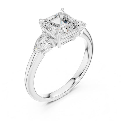 Emerald Lab Grown Diamond Three-Stone Engagement Ring