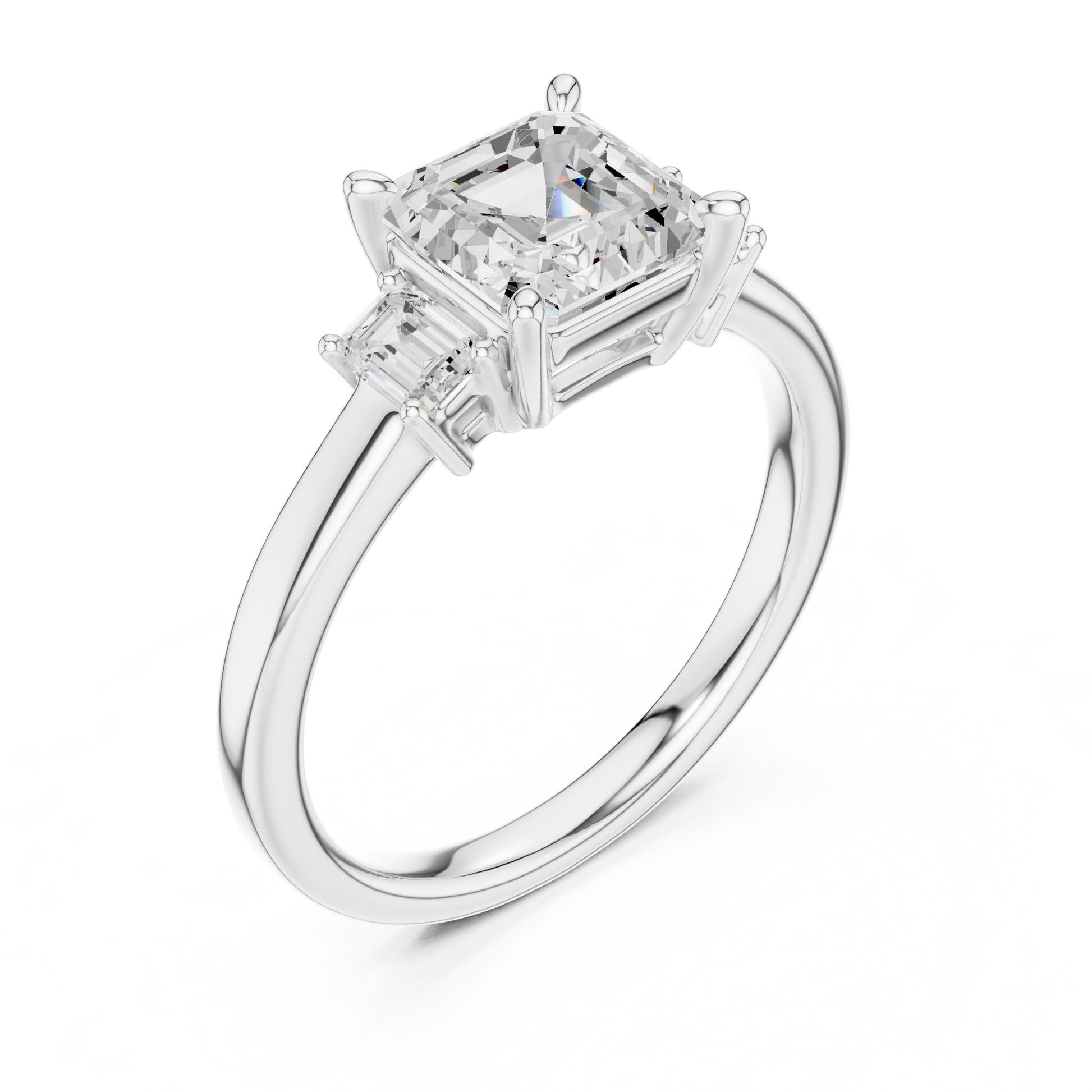 Emerald Lab Grown Diamond Three-Stone Engagement Ring