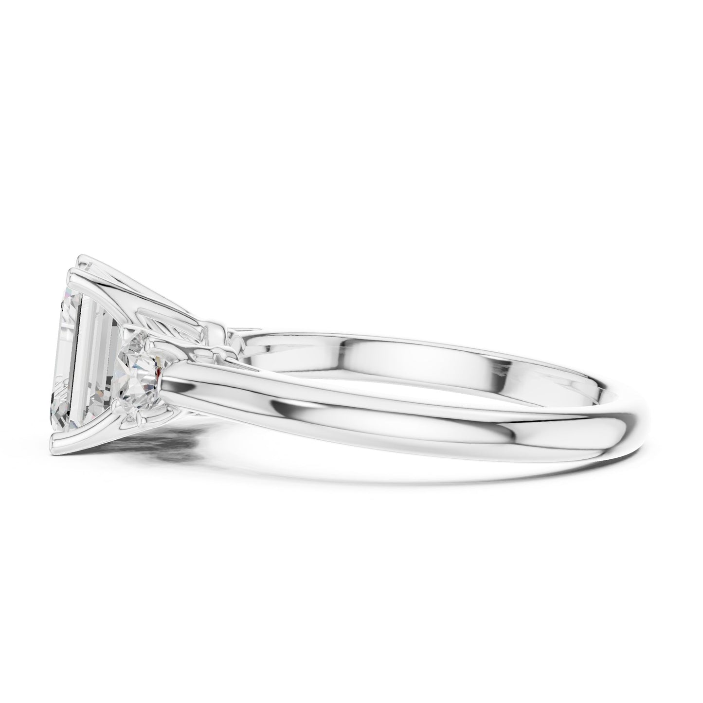 Emerald Lab Grown Diamond Three-Stone Engagement Ring