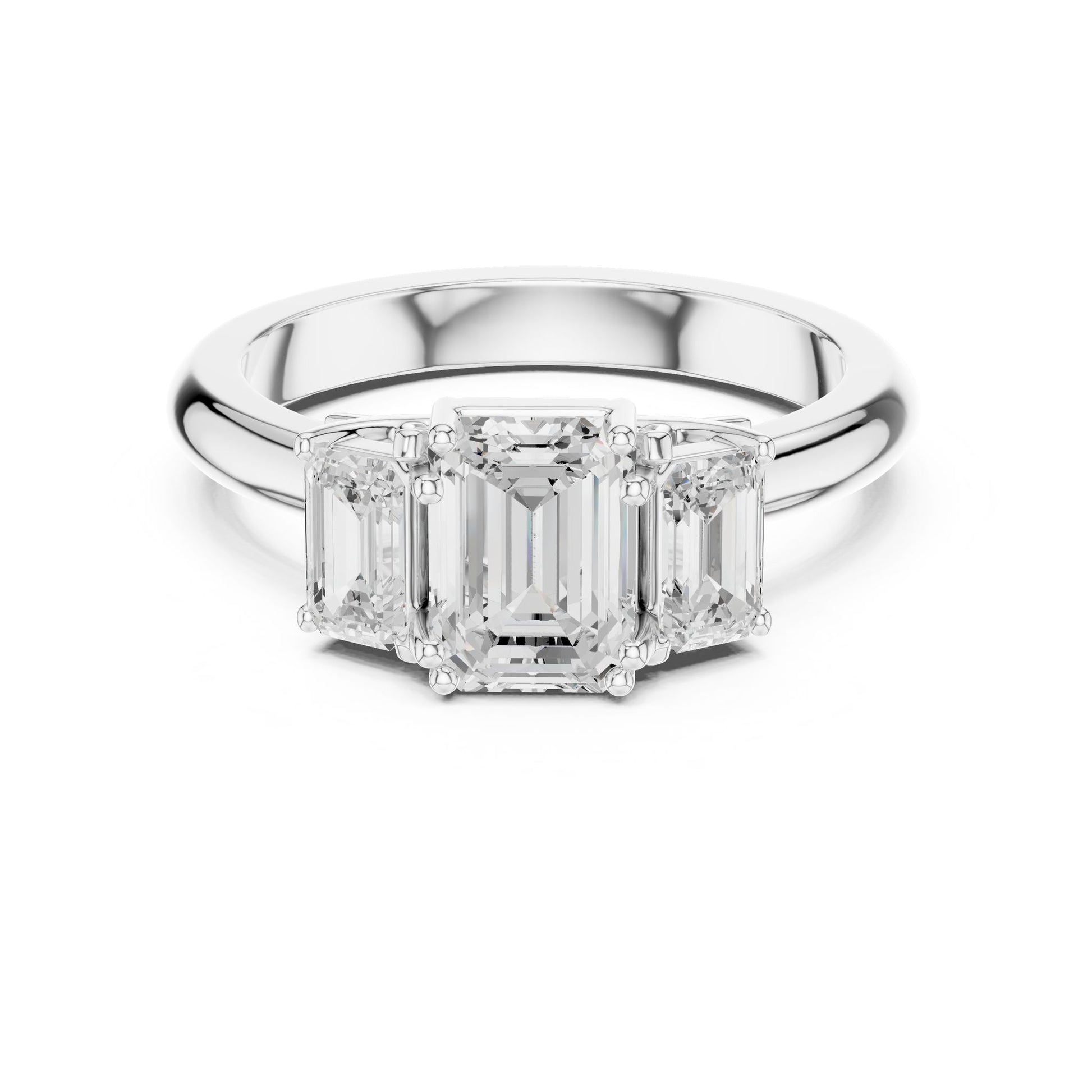 Emerald Lab Grown Diamond Three-Stone Engagement Ring