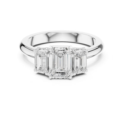 Emerald Lab Grown Diamond Three-Stone Engagement Ring