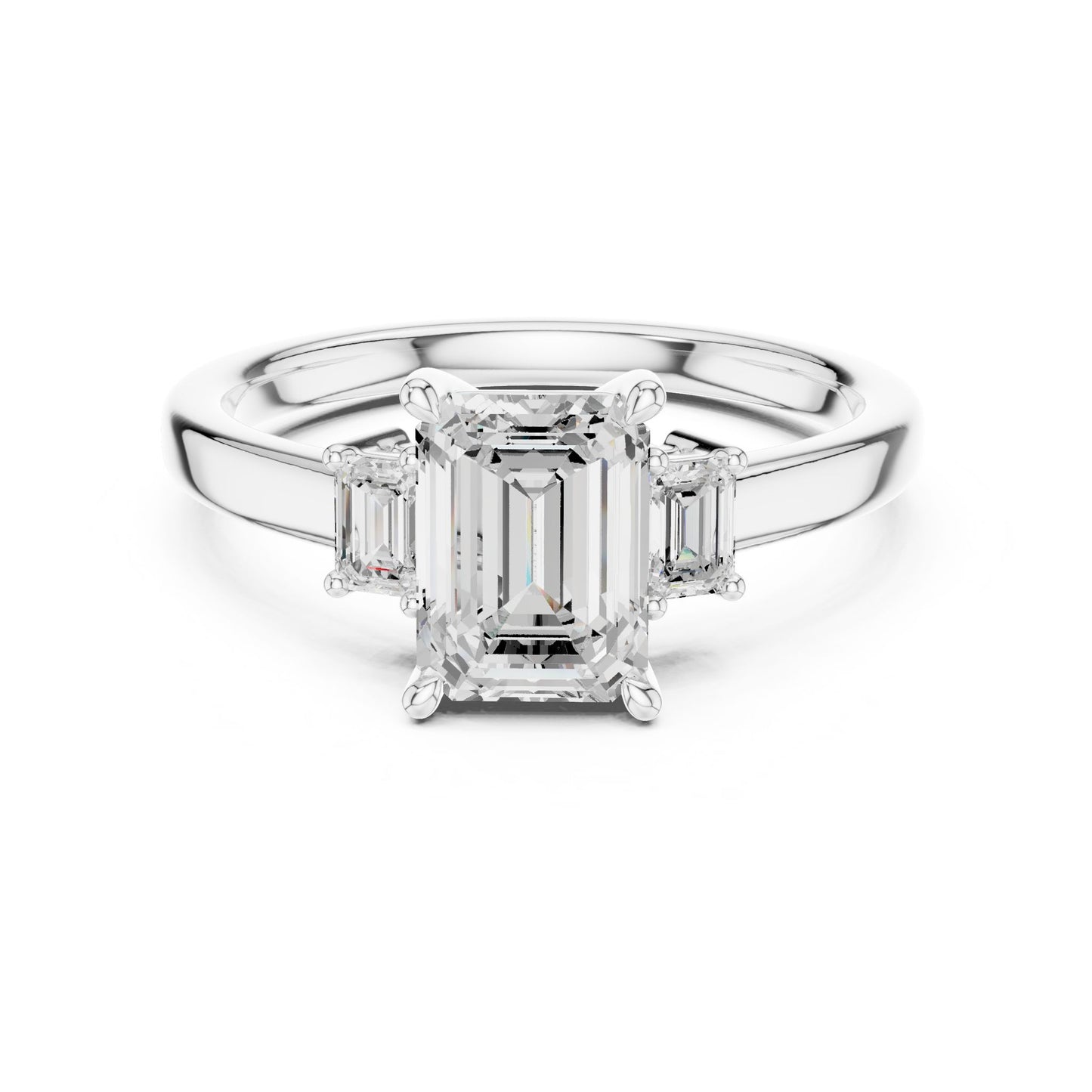 Emerald Lab Grown Diamond Three-Stone Engagement Ring