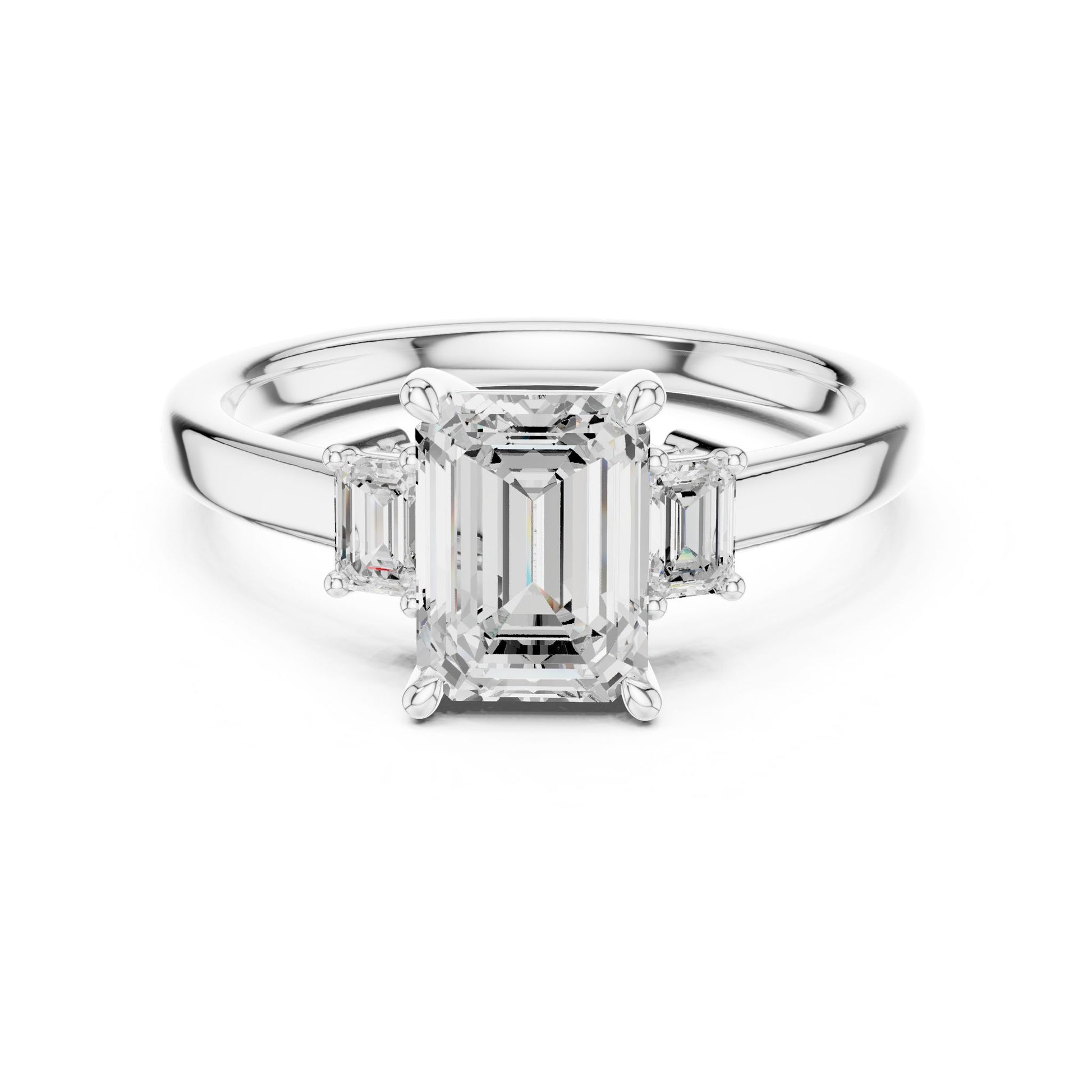 Emerald Lab Grown Diamond Three-Stone Engagement Ring