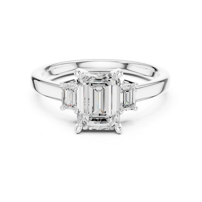 Emerald Lab Grown Diamond Three-Stone Engagement Ring