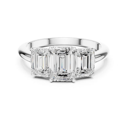 Emerald Lab Grown Diamond Three-Stone Engagement Ring