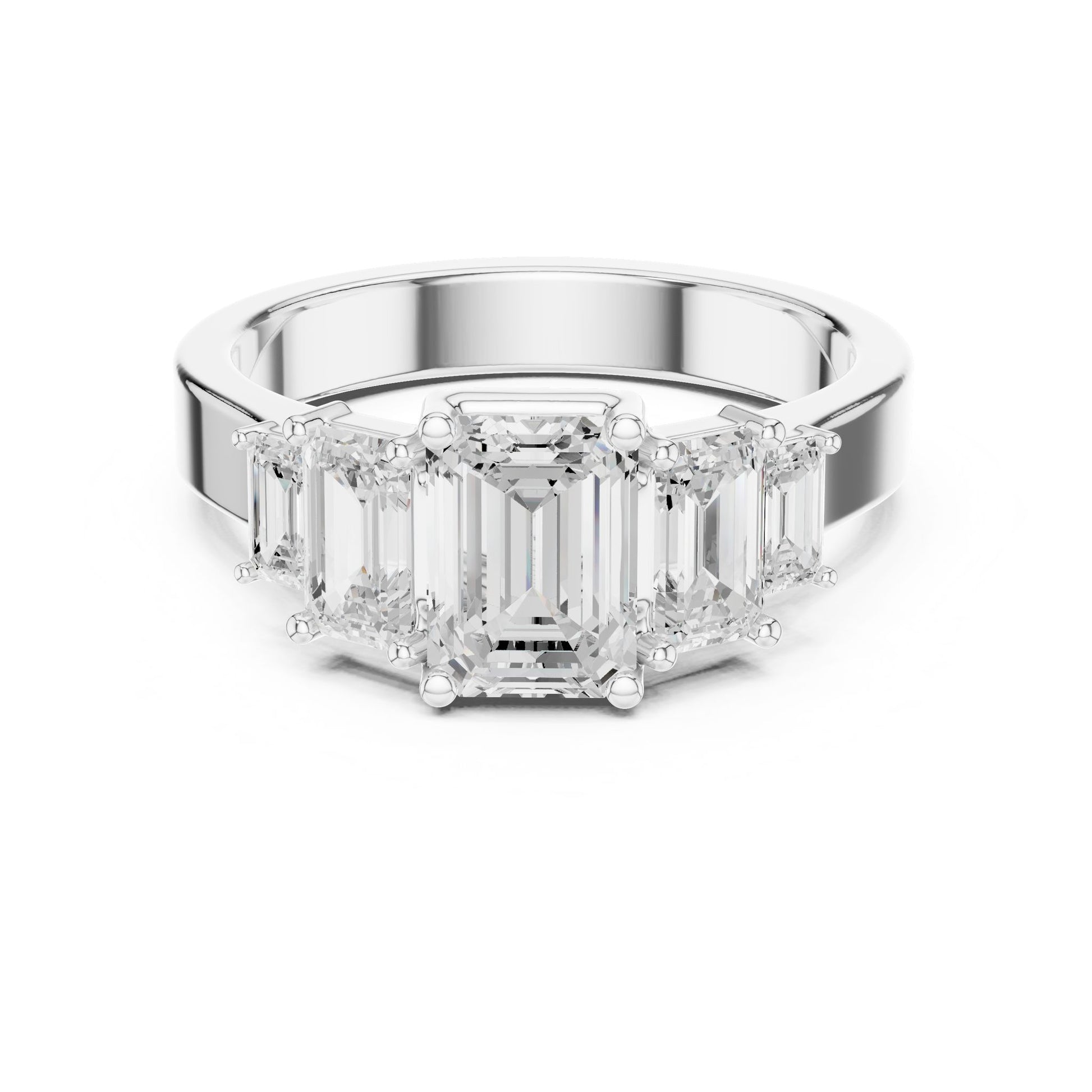 Emerald Lab Grown Diamond Three-Stone Engagement Ring