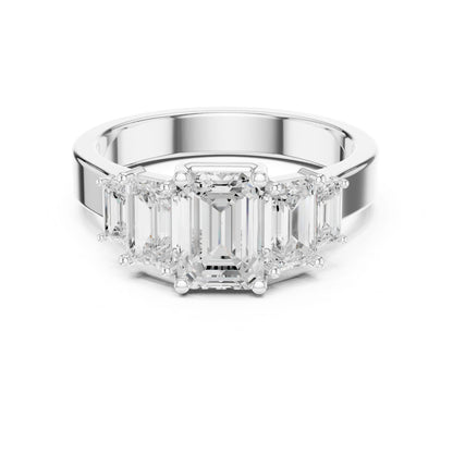 Emerald Lab Grown Diamond Three-Stone Engagement Ring