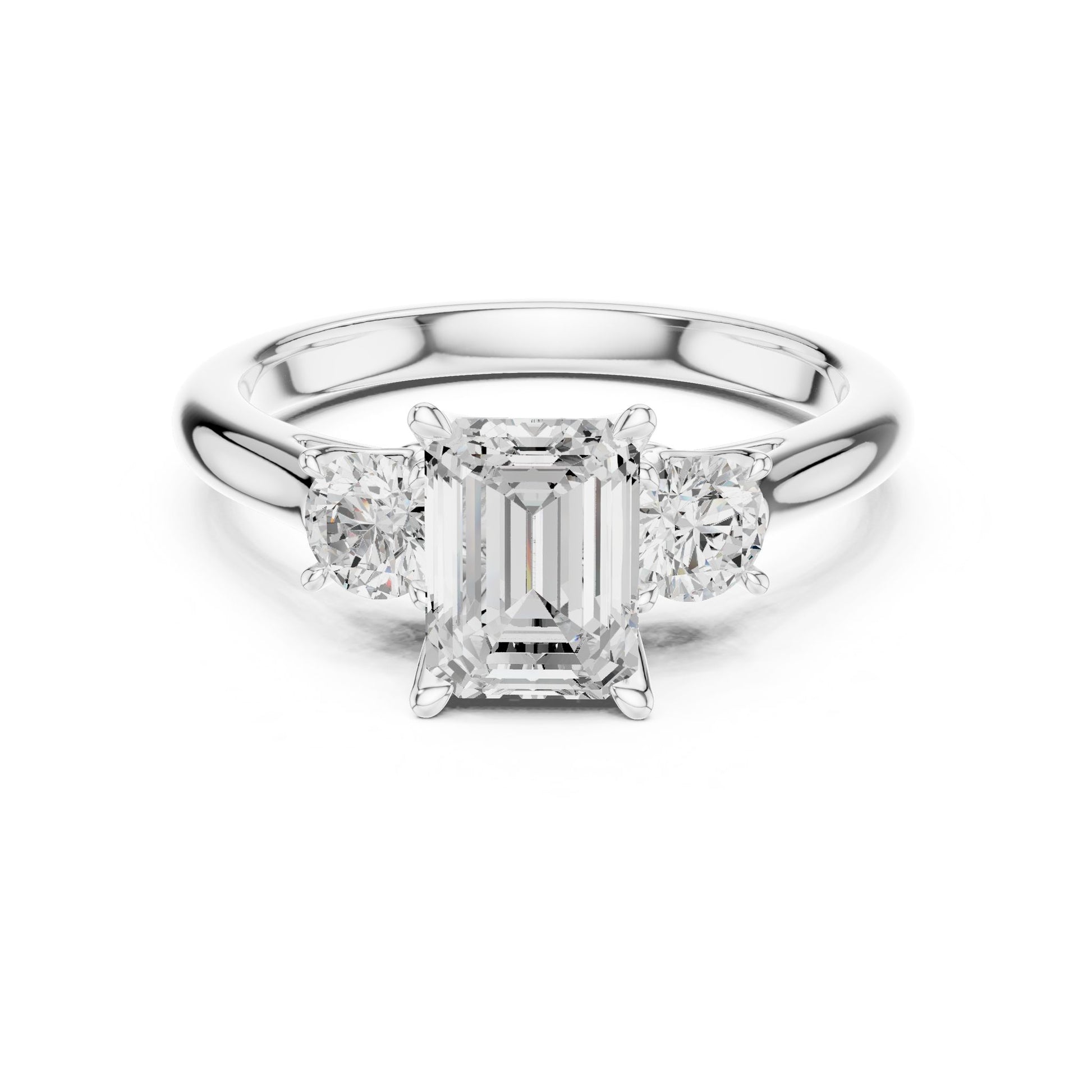 Emerald Lab Grown Diamond Three-Stone Engagement Ring