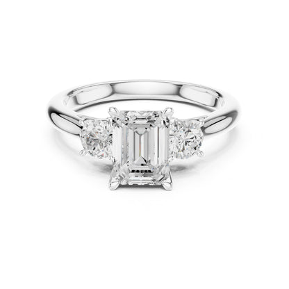 Emerald Lab Grown Diamond Three-Stone Engagement Ring