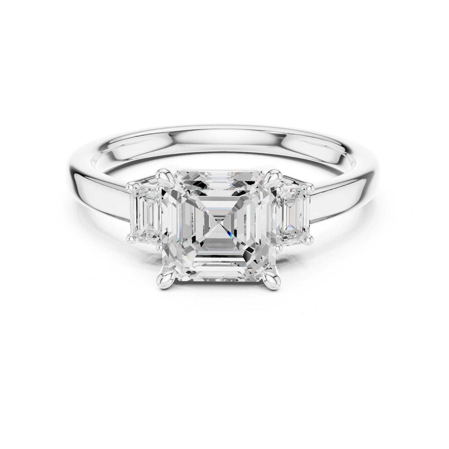 Emerald Lab Grown Diamond Three-Stone Engagement Ring