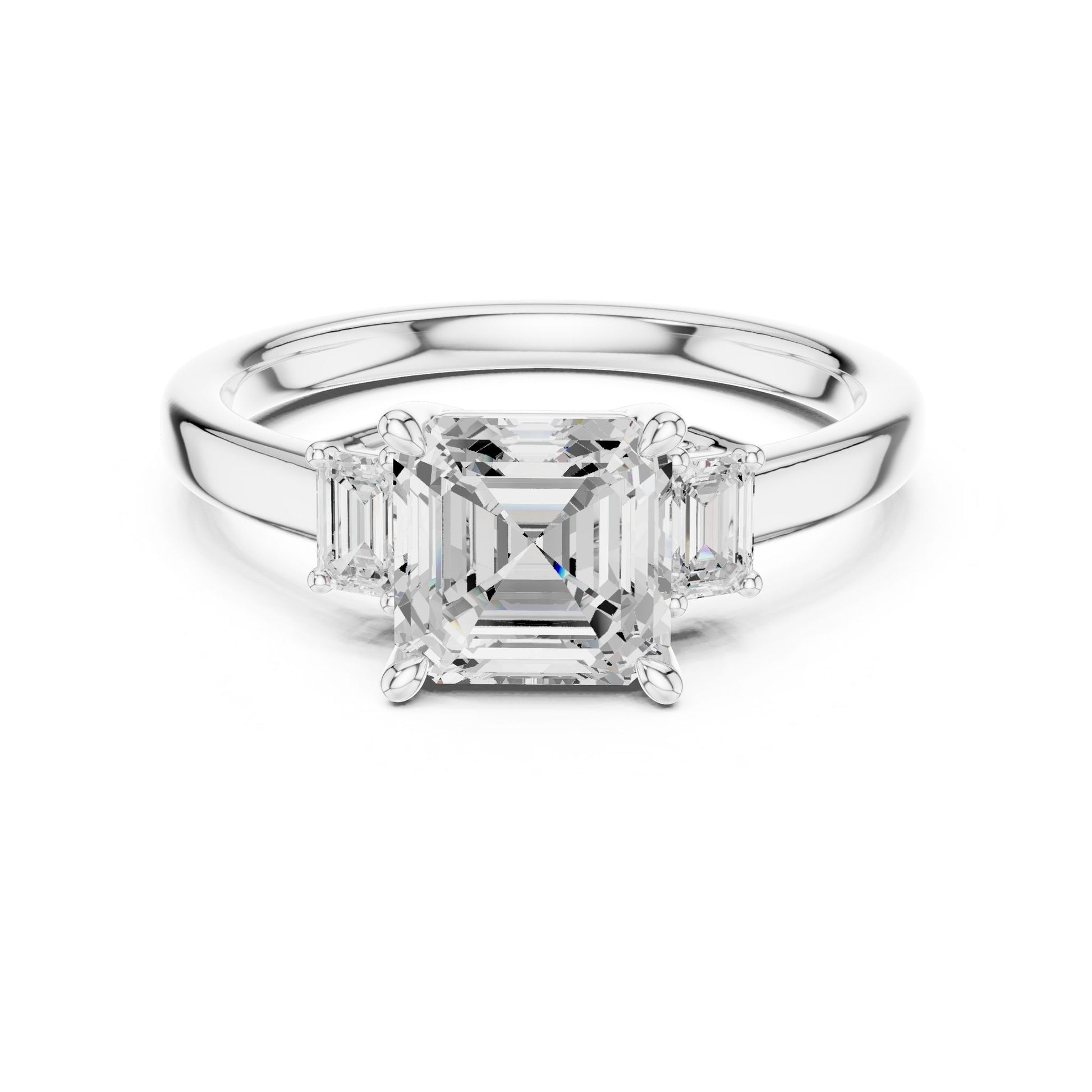Emerald Lab Grown Diamond Three-Stone Engagement Ring