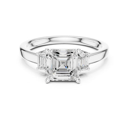 Emerald Lab Grown Diamond Three-Stone Engagement Ring