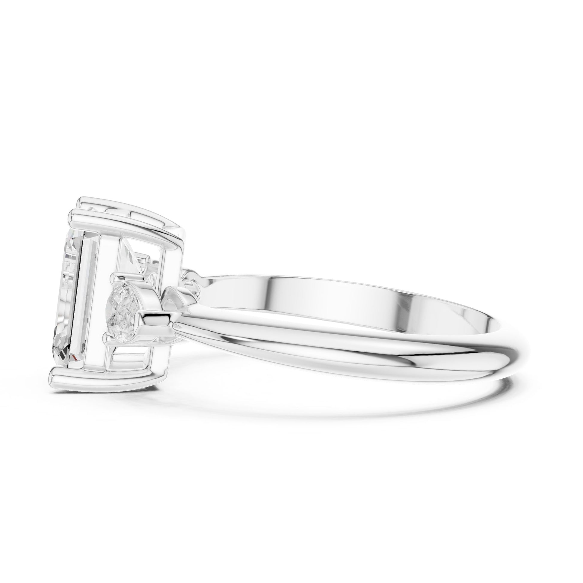 Emerald Lab Grown Diamond Three-Stone Engagement Ring