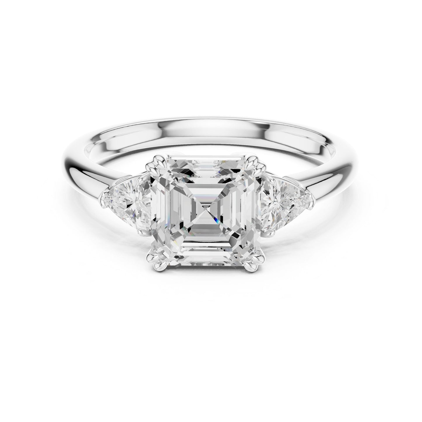 Emerald Lab Grown Diamond Three-Stone Engagement Ring