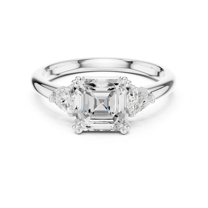 Emerald Lab Grown Diamond Three-Stone Engagement Ring