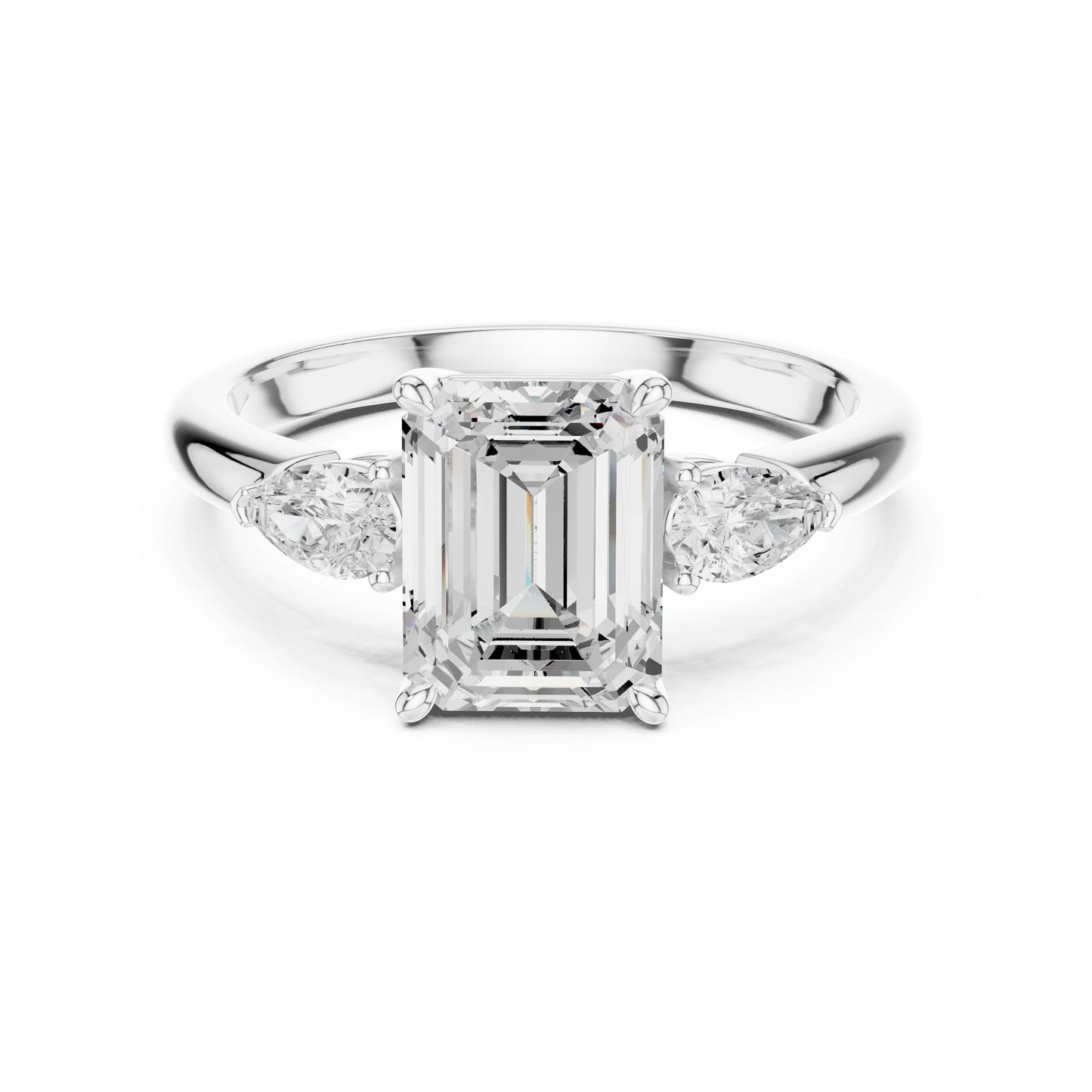 Emerald Lab Grown Diamond Three-Stone Engagement Ring