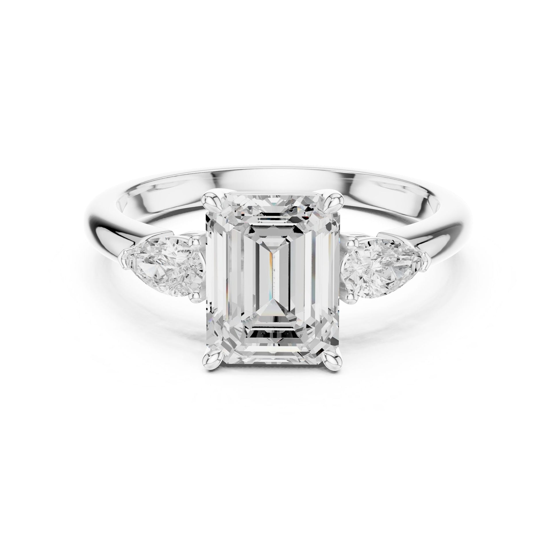 Emerald Lab Grown Diamond Three-Stone Engagement Ring