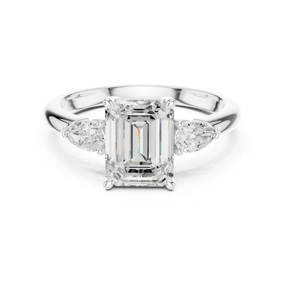 Emerald Lab Grown Diamond Three-Stone Engagement Ring