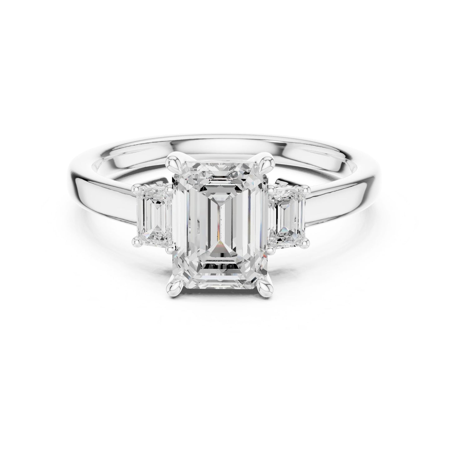 Emerald Lab Grown Diamond Three-Stone Engagement Ring