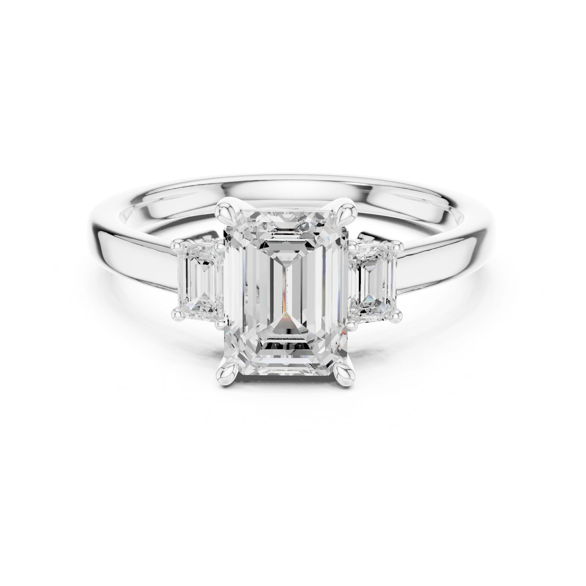 Emerald Lab Grown Diamond Three-Stone Engagement Ring
