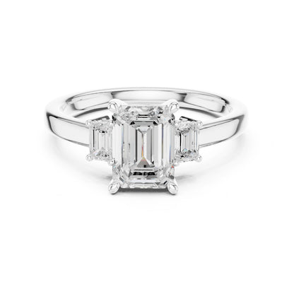 Emerald Lab Grown Diamond Three-Stone Engagement Ring