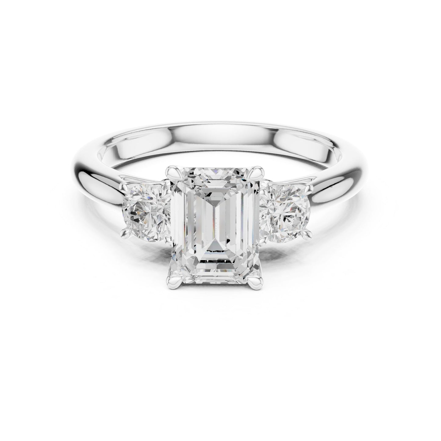 Emerald Lab Grown Diamond Three-Stone Engagement Ring