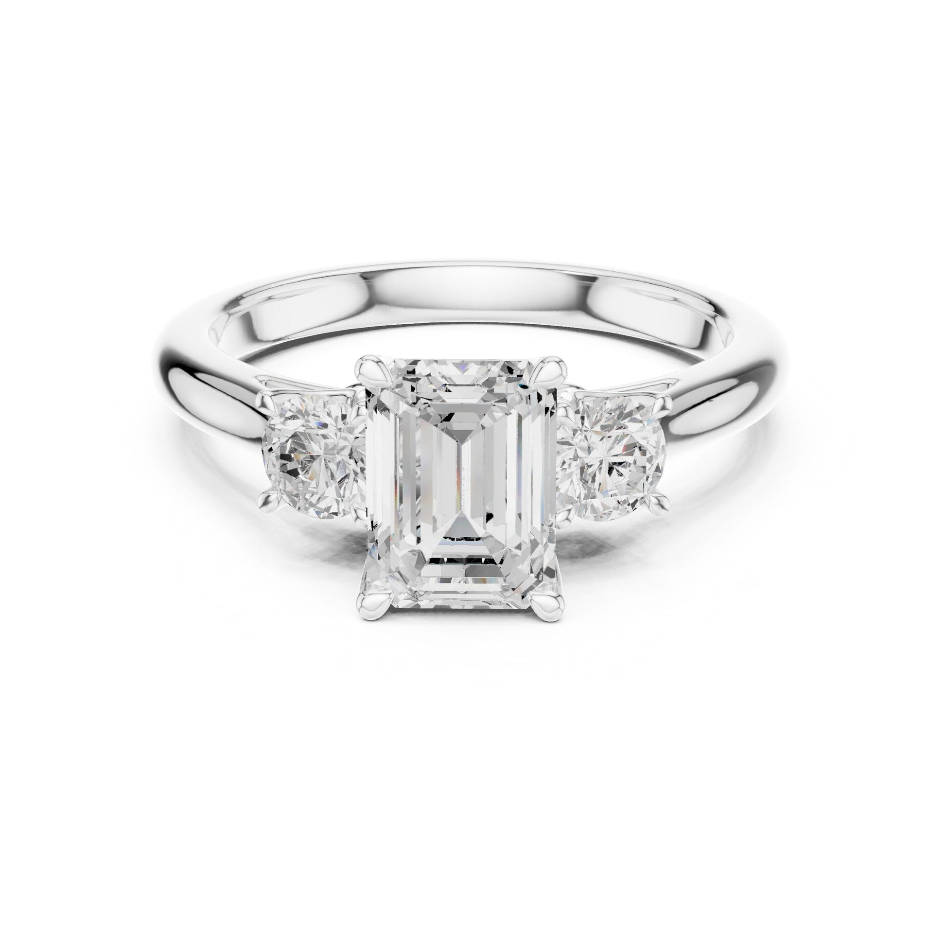 Emerald Lab Grown Diamond Three-Stone Engagement Ring