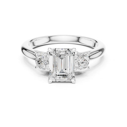 Emerald Lab Grown Diamond Three-Stone Engagement Ring
