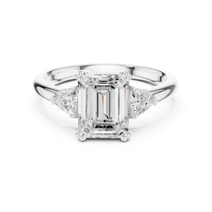 Emerald Lab Grown Diamond Three-Stone Engagement Ring