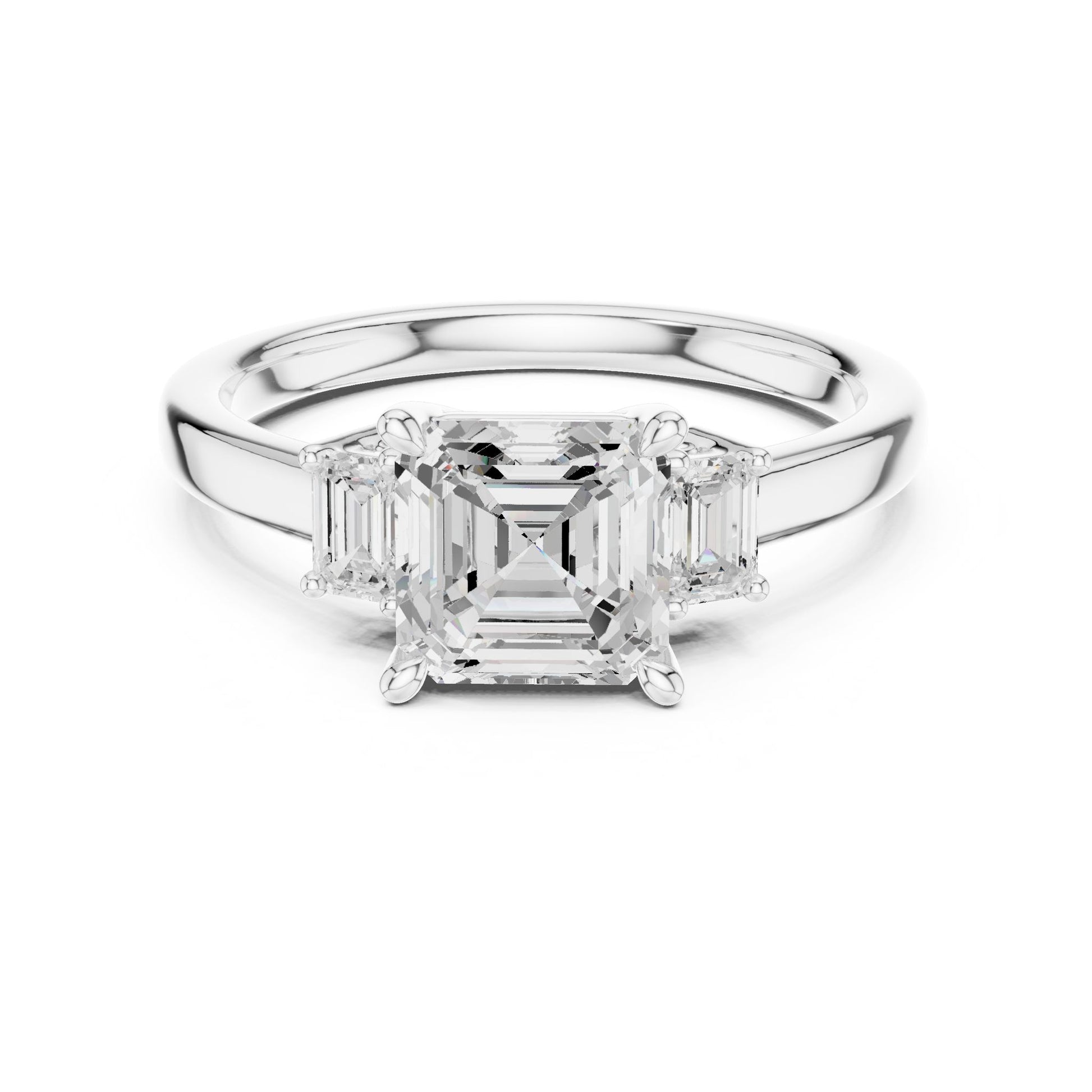 Emerald Lab Grown Diamond Three-Stone Engagement Ring